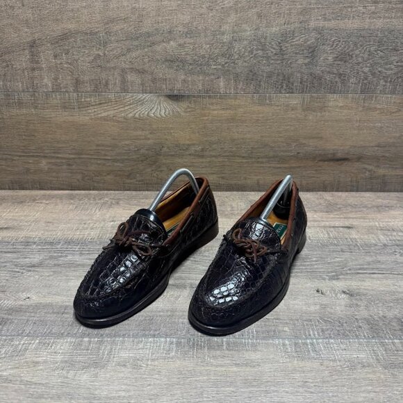 Cole Haan Luke Brown Crocodile Leather Loafers Men's Size 8.5 - Picture 1 of 7